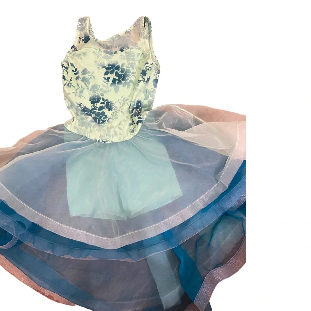 WEISSMAN Sage GREEN Recital DANCE Competition DRESS Child Medium Floral Tulle